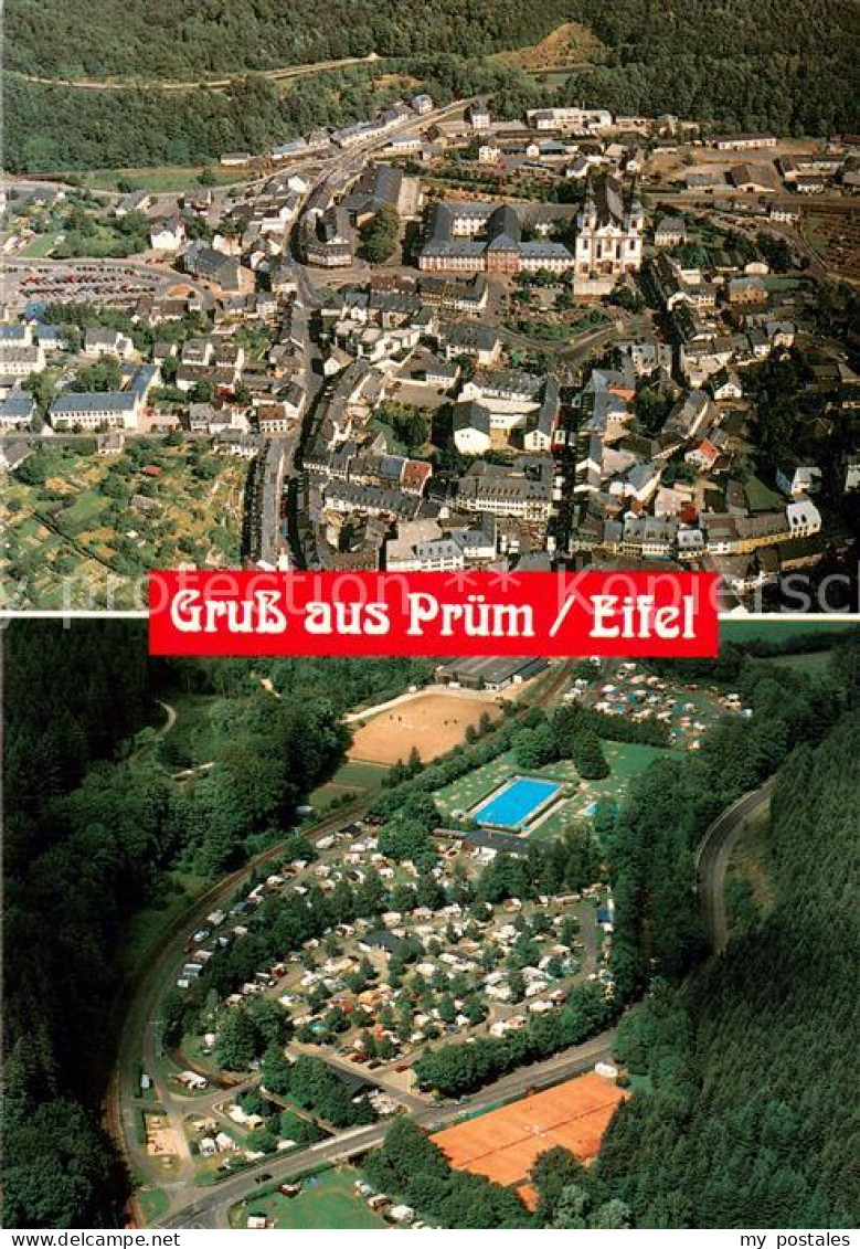 73722727 Pruem Eifel Fliegeraufnahme Gesamtansicht Campingplatz Schwimmbad Pruem - Sonstige & Ohne Zuordnung