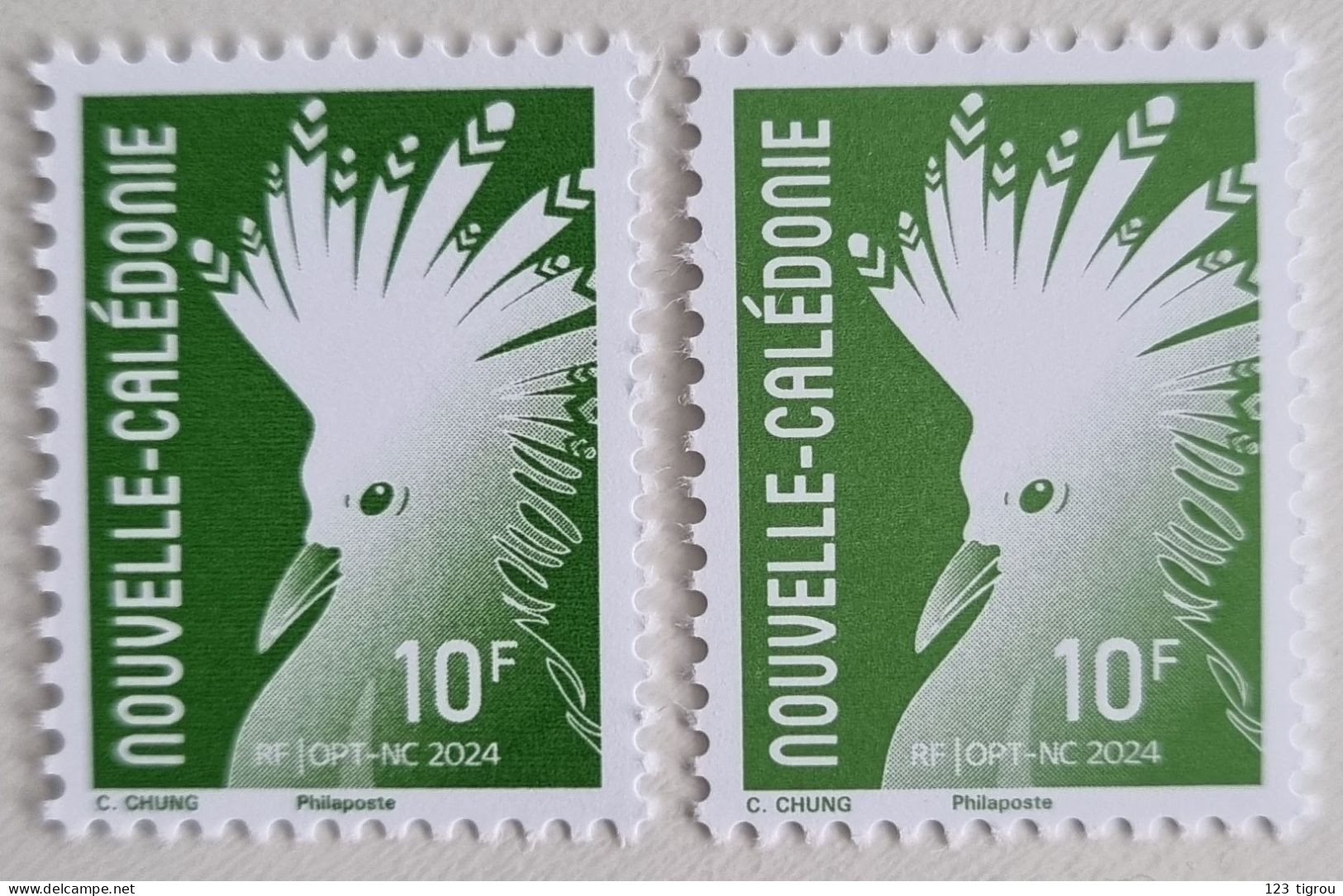 VARIETE CAGOU VERT 10F 2024 : VERT CLAIR ET VERT FONCE TB - Unused Stamps