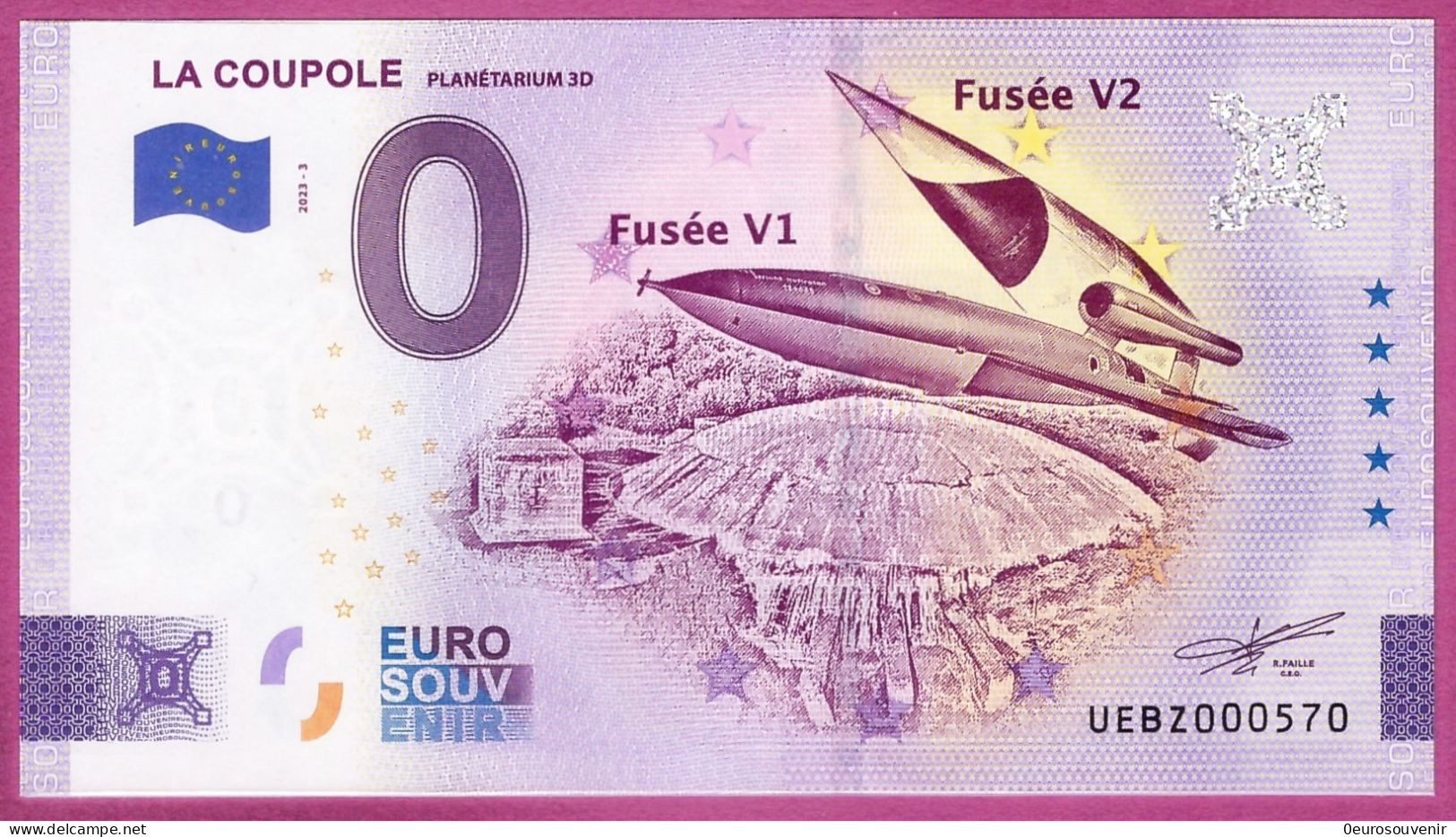 0-Euro UEBZ 2023-3  LA COUPOLE - PLANETARIUM 3D - Essais Privés / Non-officiels