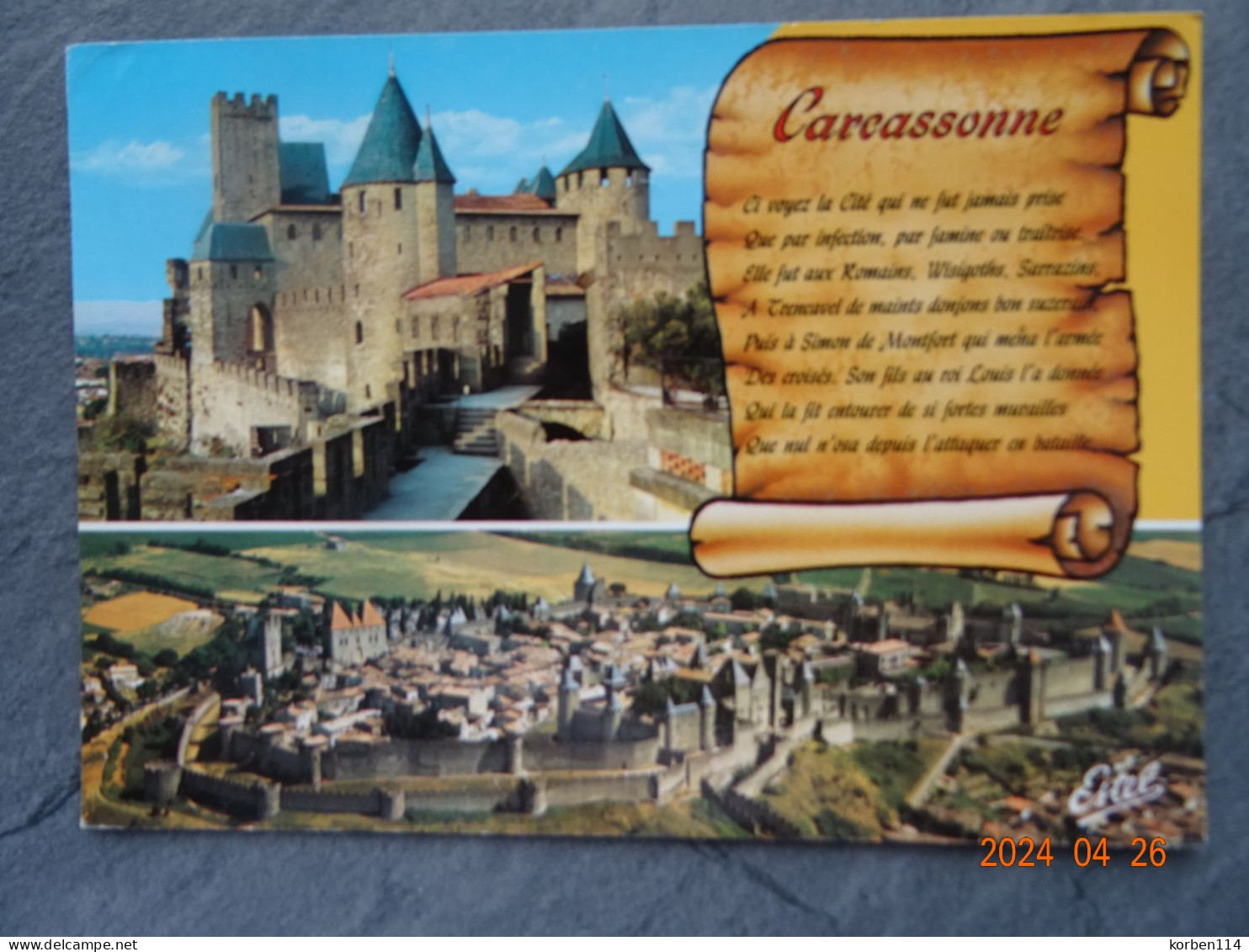 LE CHATEAU COMTAL ET VUE  AERIENNE DE LA CITE - Carcassonne