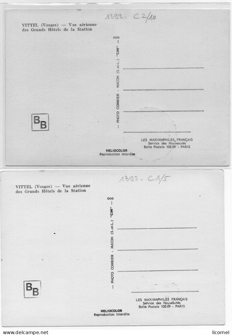 Cartes Maxi 1963:VITTEL (lot De 2 Cartes Avec Affranchissement Different ) - 1960-1969