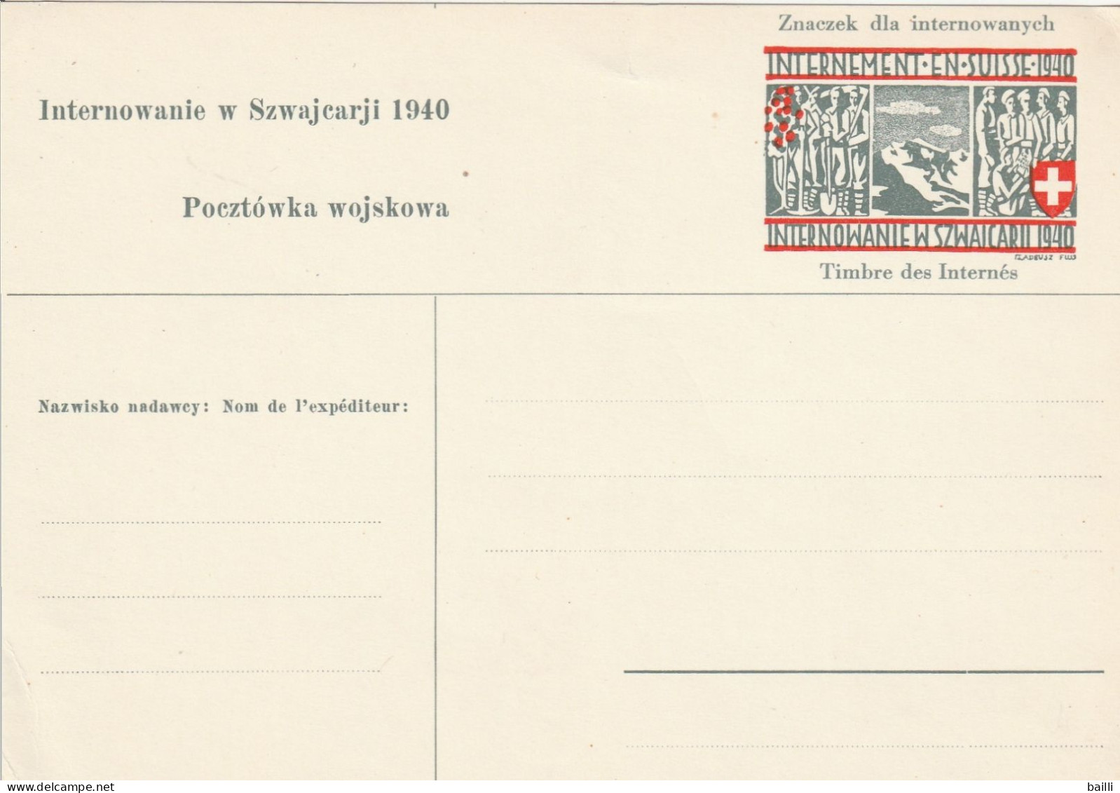 Suisse Entier Postal Internement En Suisse 1940 - Postwaardestukken