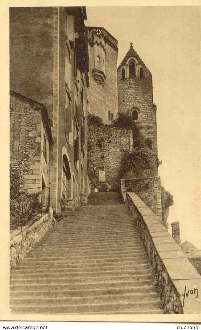 CPA - ROCAMADOUR - L'ESCALIER DES PELERINS (BELLE CARTE BISTRE) - Rocamadour