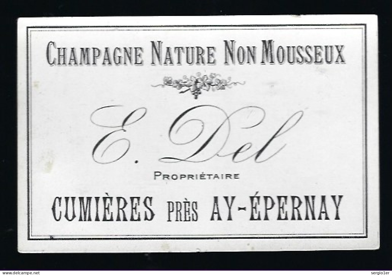 Etiquette Champagne  Nature Non Mousseux E Del   Cumieres  Marne 51 - Champagne