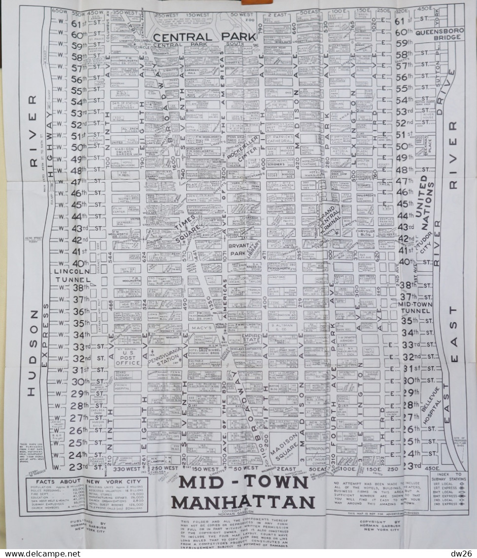 Maps Of New York City (The Standard Visitor's Guide) Mid-town Manhattan, Brooklyn, Queens, Bronx - Roadmaps