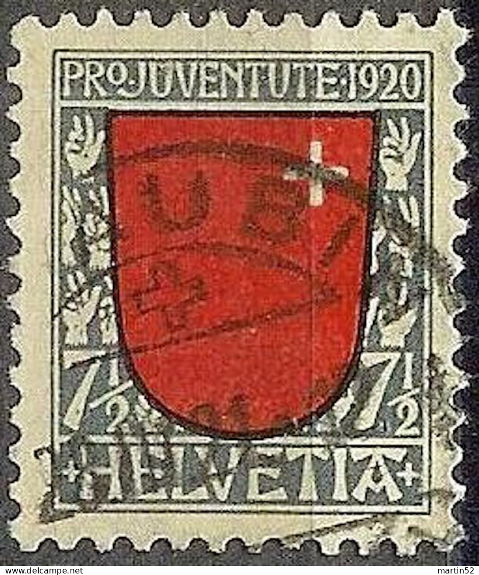 Schweiz Suisse 1920: Kantonswappen Schwyz Zu WI 15 Mi 153 Yv 176 Mit Voll-Stempel ST.AUBIN 28.III.21 (Zu CHF 25.00) - Used Stamps