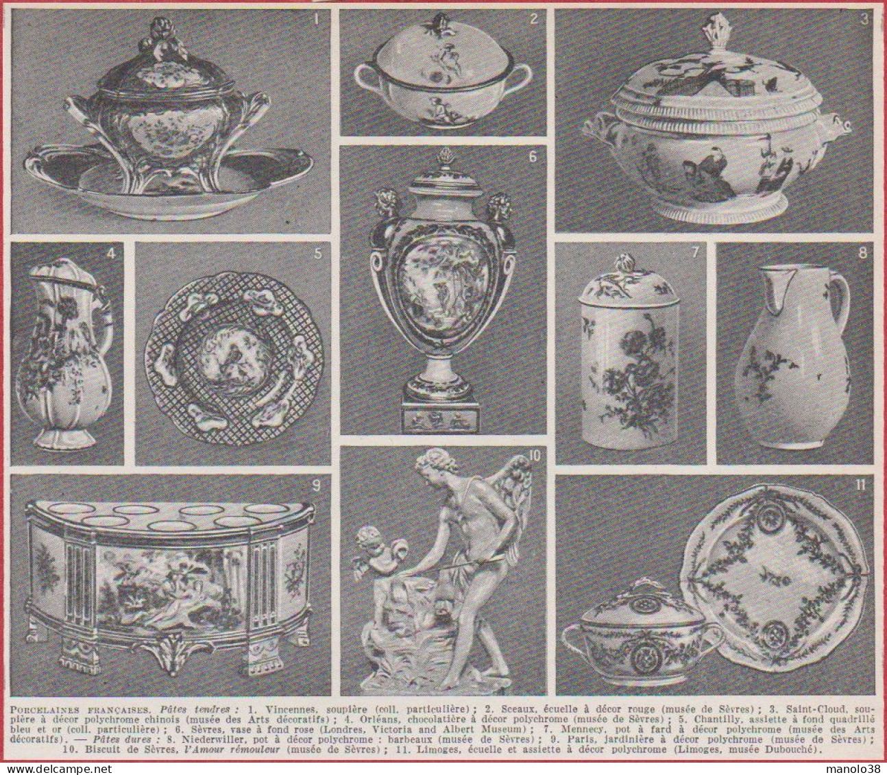 Porcelaine Française. Pâtes Tendres, Pâtes Dures. Limoges, Sèvres, Vincennes, Saint Cloud, Chantilly ... Larousse 1948. - Historische Documenten