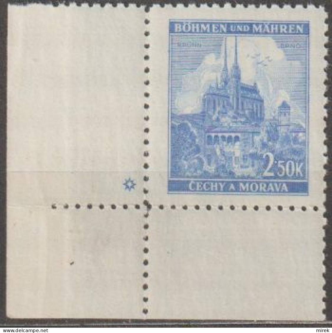 089a/ Pof. 60, Ultramarine; Corner Stamp, Plate Mark * - Ungebraucht