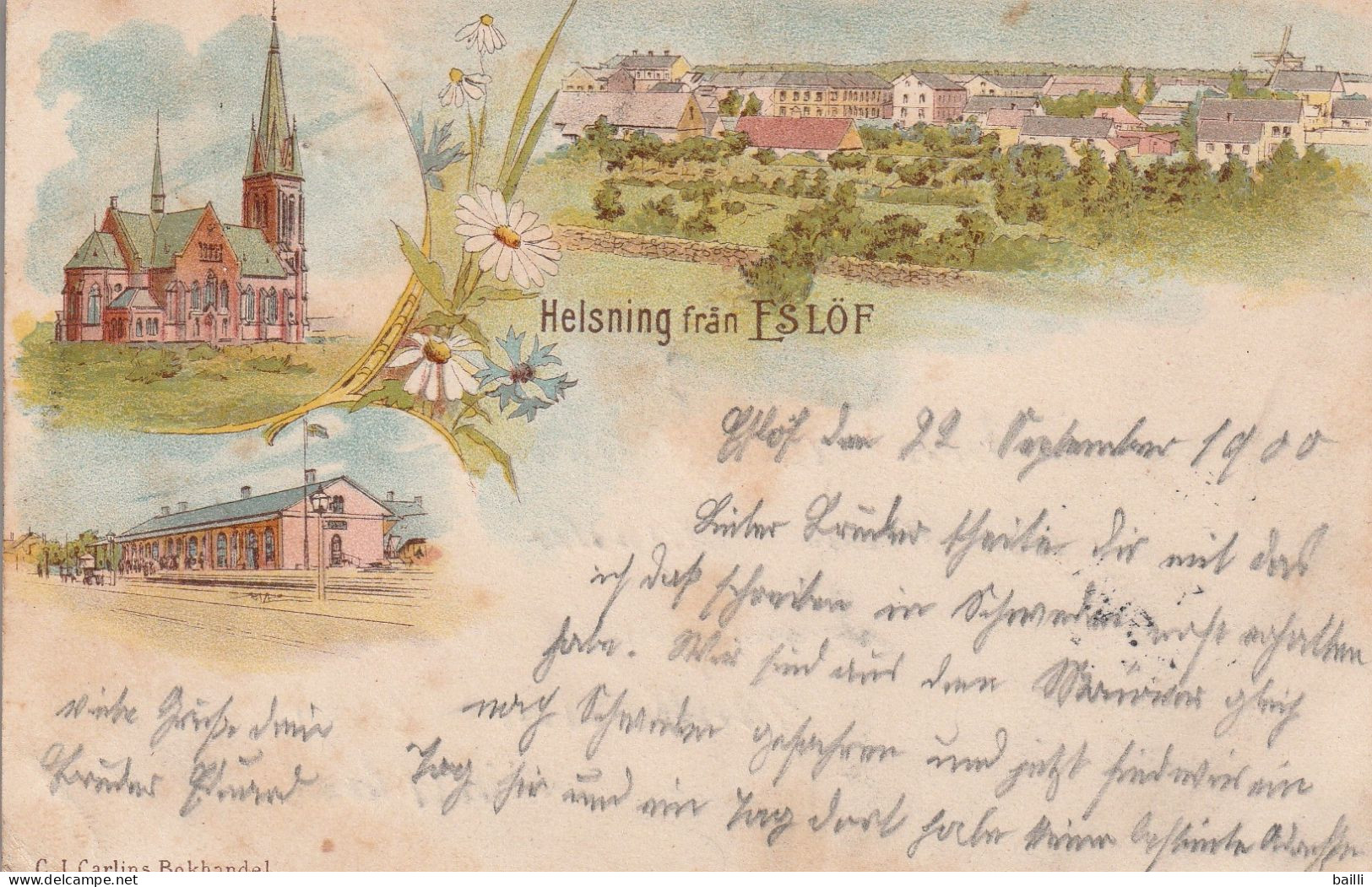 Suède Jolie Carte Postale Helsning Frän Eslöf 1900 - Suède