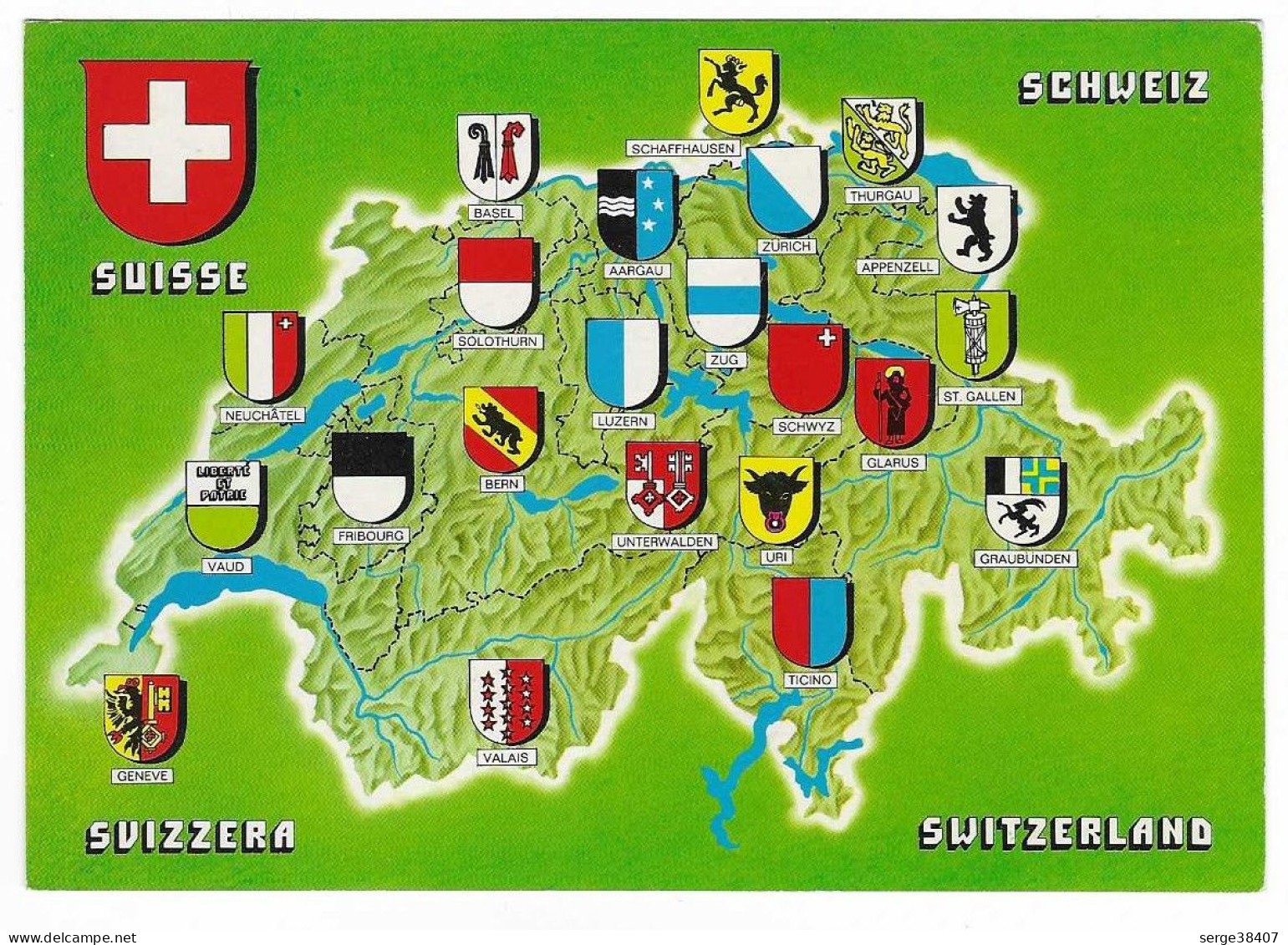 Suisse - Carte Géographique - Blasons - N°755-127 # 3-24/15 - Other & Unclassified