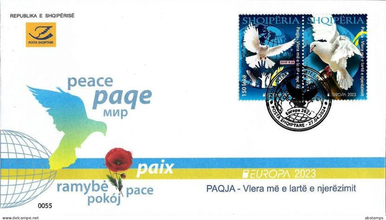 Albania Stamps 2023. Europa CEPT: Peace. Dove, Bird. FDC Set MNH - Albania