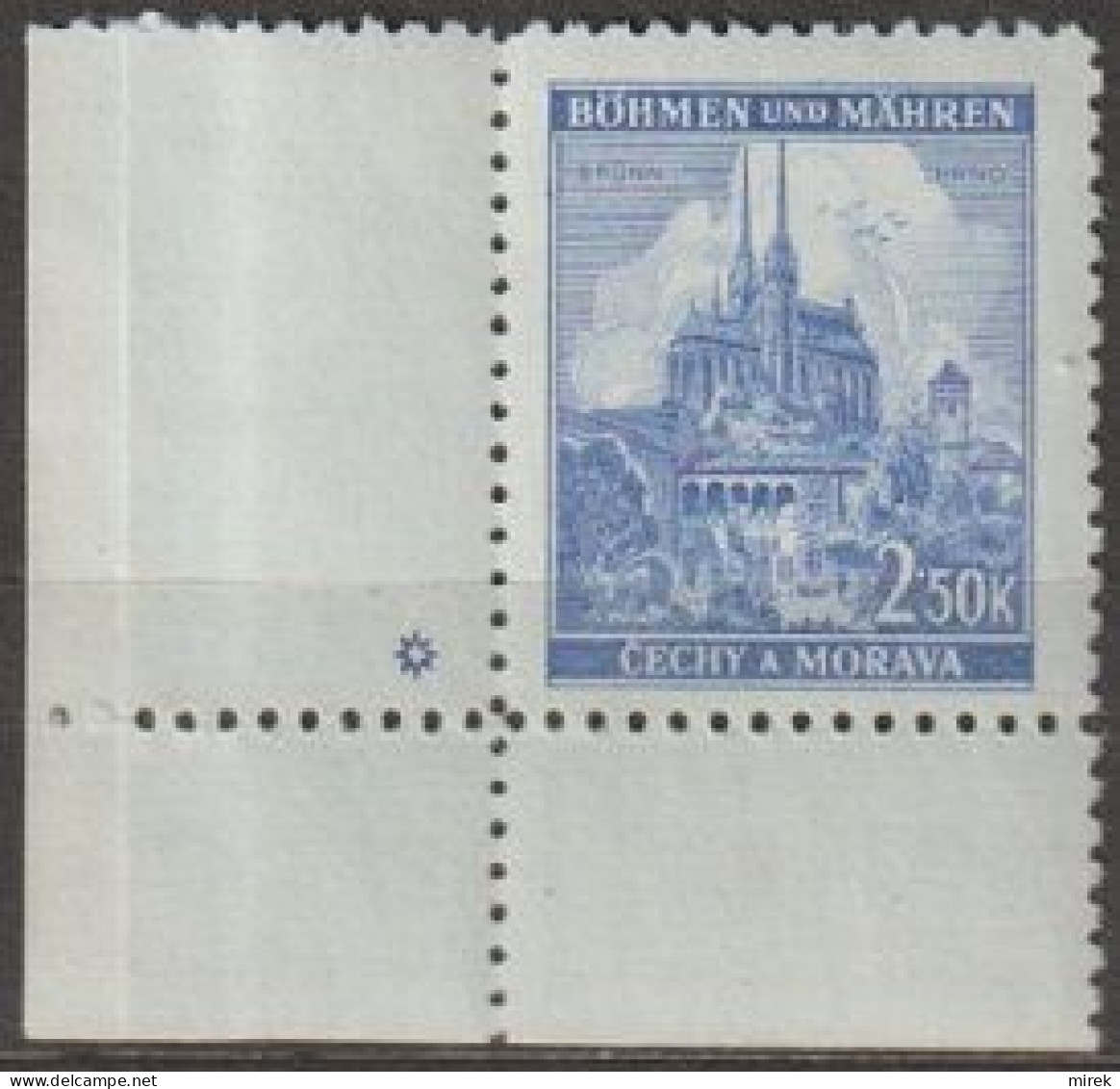 090/ Pof. 60, Dark Grey Blue; Corner Stamp, Plate Mark * - Ungebraucht