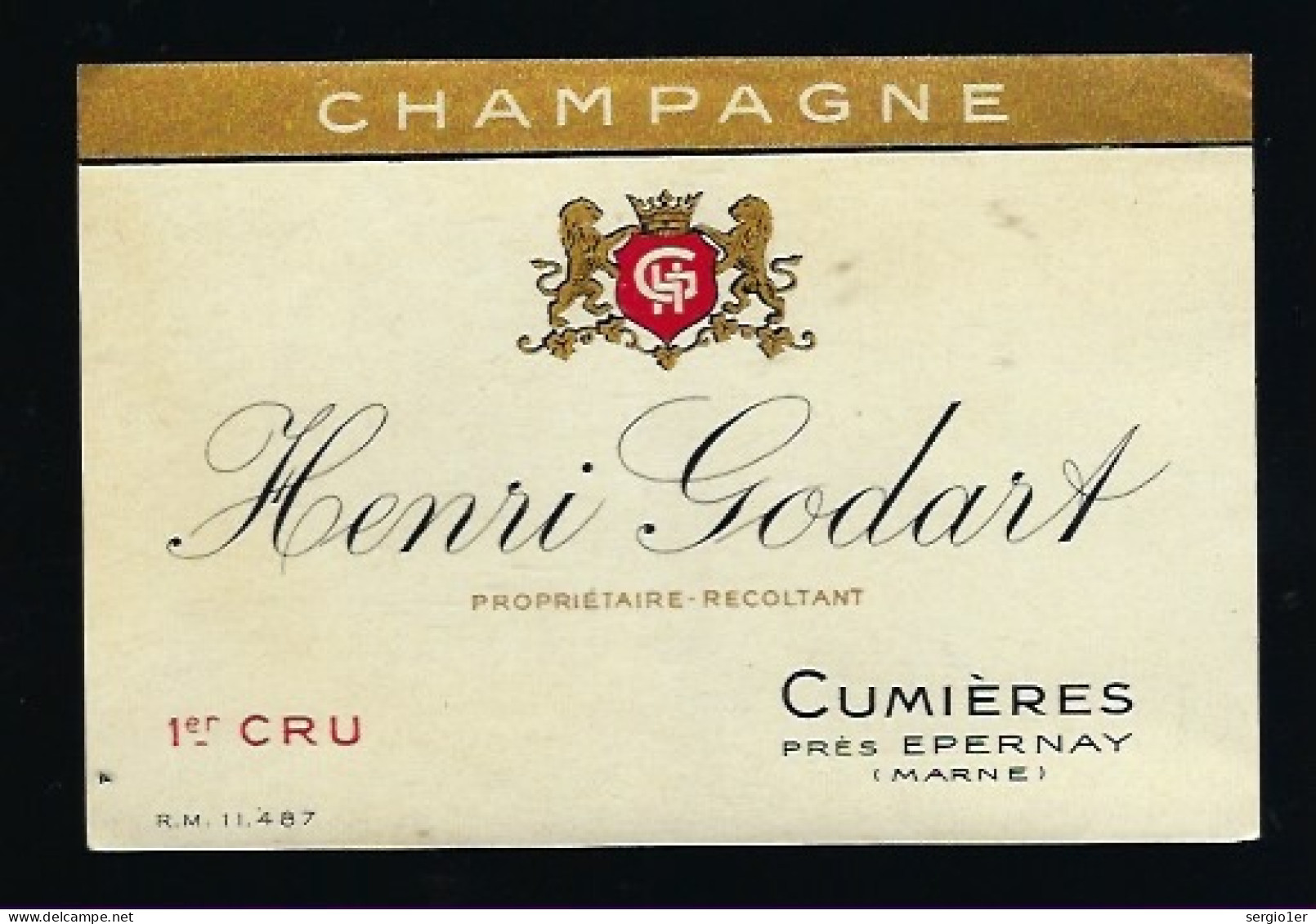 Etiquette Champagne 1er Cru Henri Godart    Cumieres  Marne 51 - Champagne