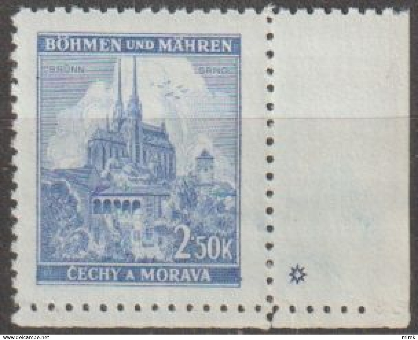 090a/ Pof. 60, Dark Grey Blue; Corner Stamp, Plate Mark * - Ungebraucht