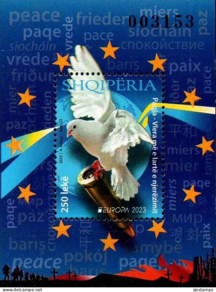 Albania Stamps 2023. Europa CEPT: Peace. Dove, Bird. Block MNH - Albania