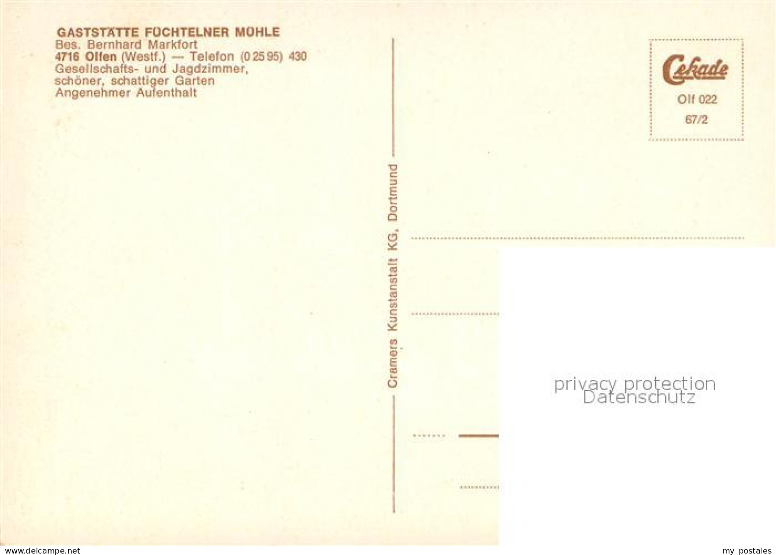 73722519 Olfen Westfalen GAststaette Fuechtelner Muehle  Olfen Westfalen - Other & Unclassified