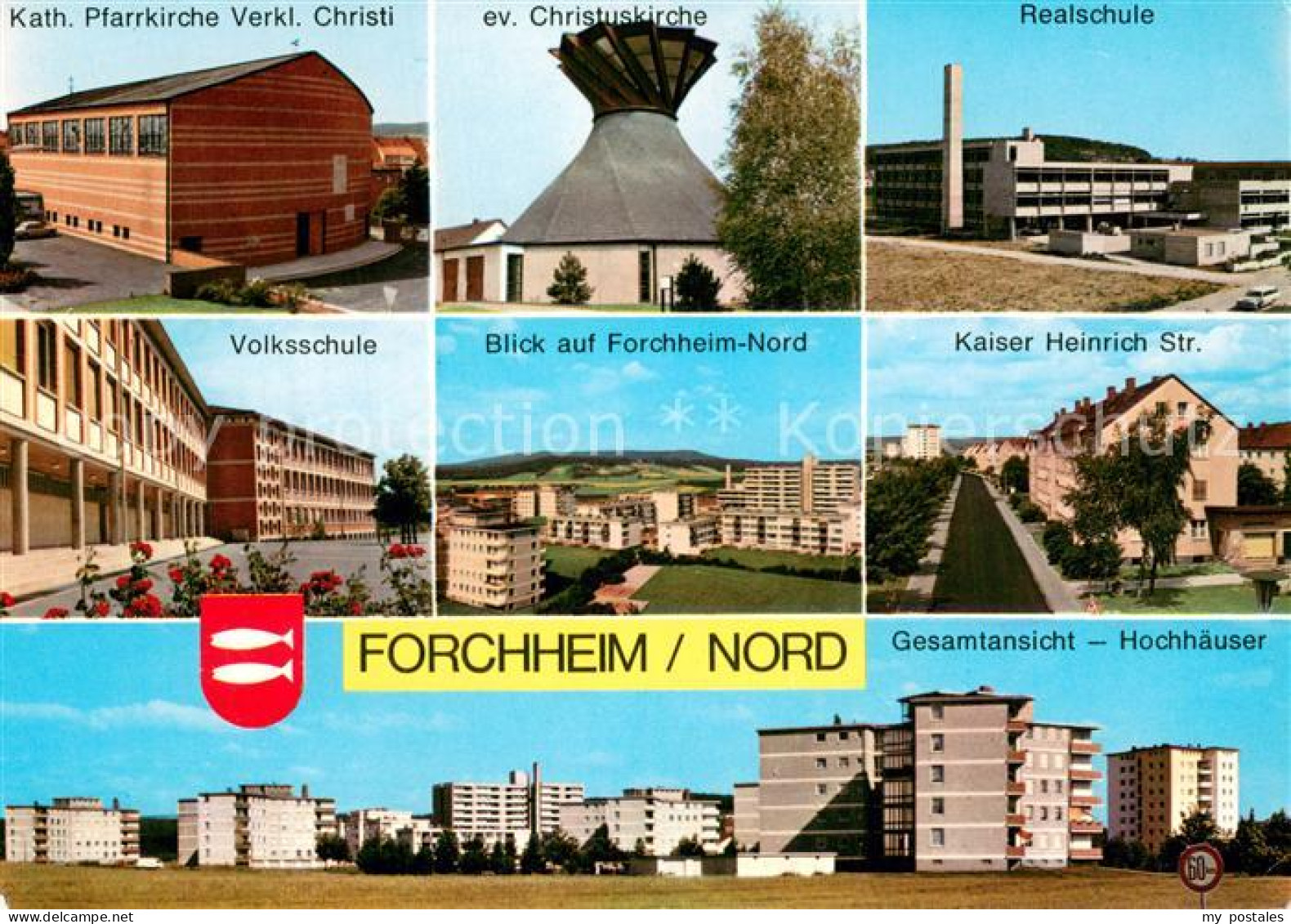 73722510 Forchheim Oberfranken Nord Realschule Hochhaeuser Volksschule Kirchen F - Forchheim