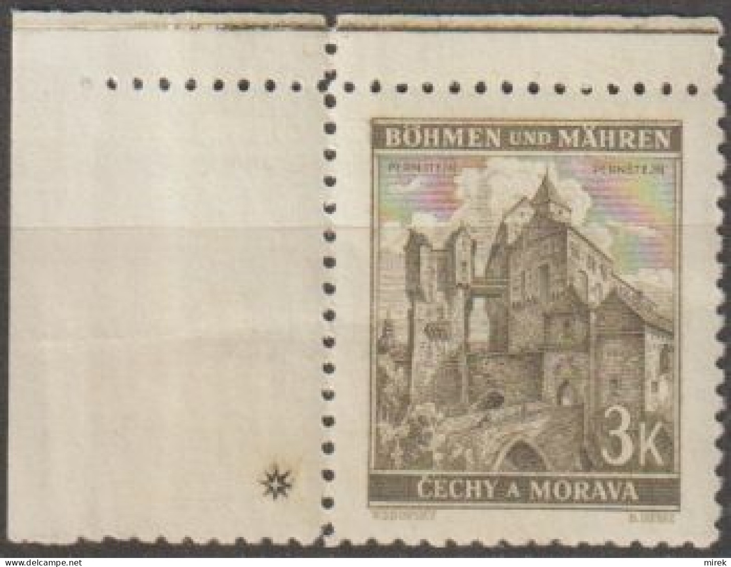 091/ Pof. 61, Brown Olive; Corner Stamp, Plate Mark + - Neufs