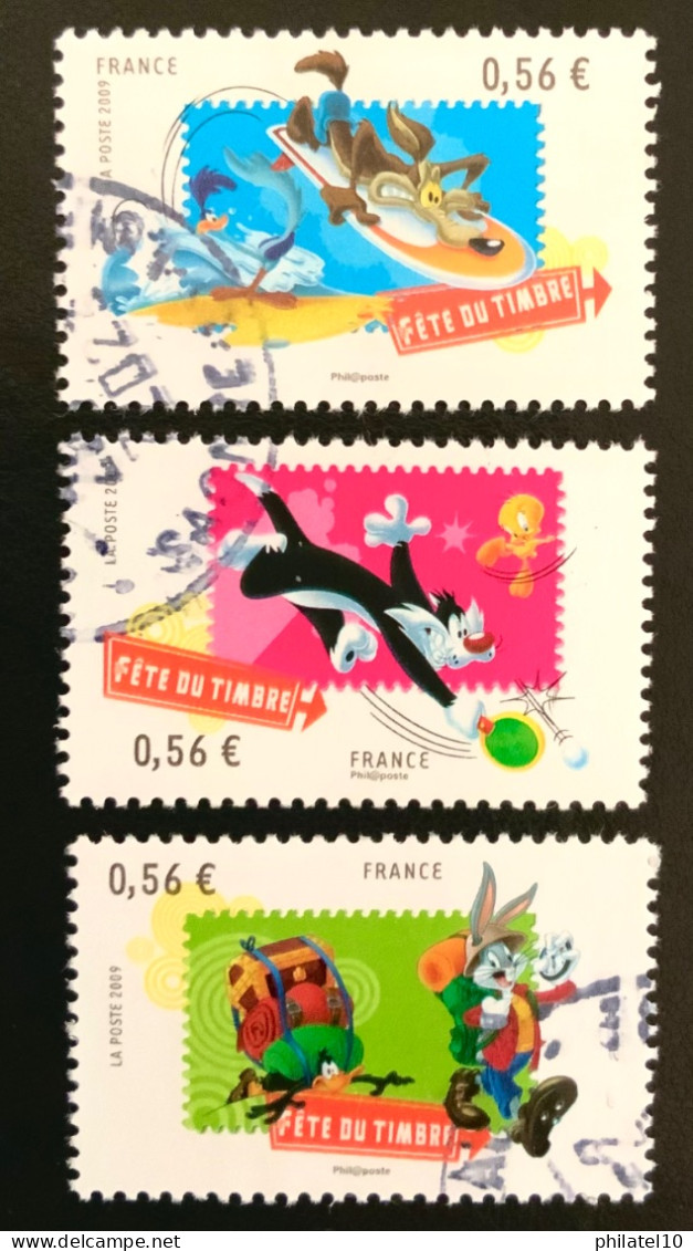 2009 FRANCE N 268 / 270 FETE DU TIMBRE TEX AVERY COYOTE . BIP BIP ET GROSMINET - OBLITERE - Used Stamps