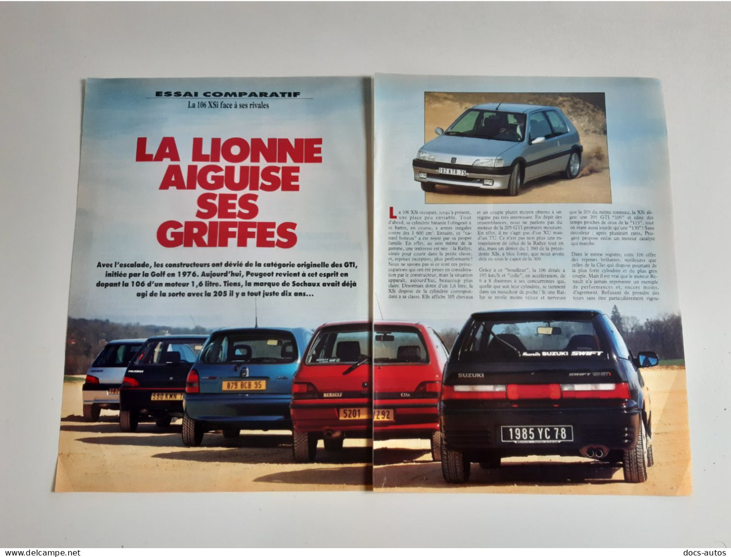 Coupure De Presse Automobile La Peugeot 106 XSi Face à Ses Rivales - Auto's