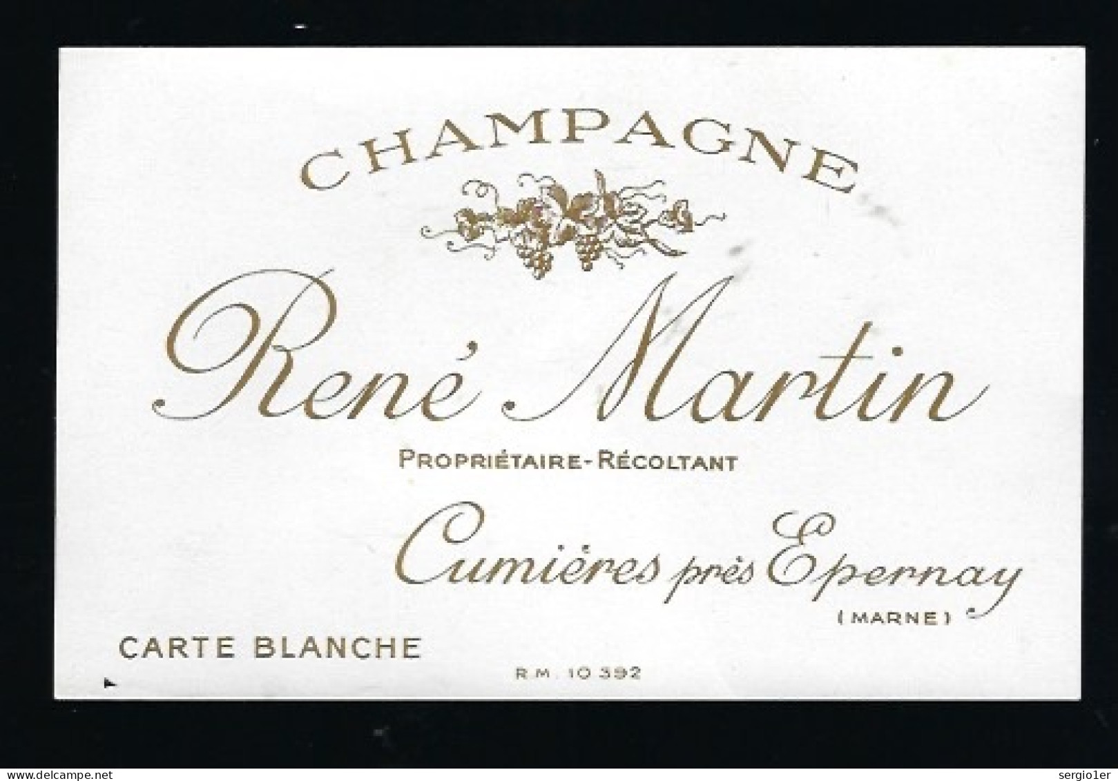 Etiquette Champagne  Carte Blanche René Martin    Cumieres  Marne 51 - Champagne