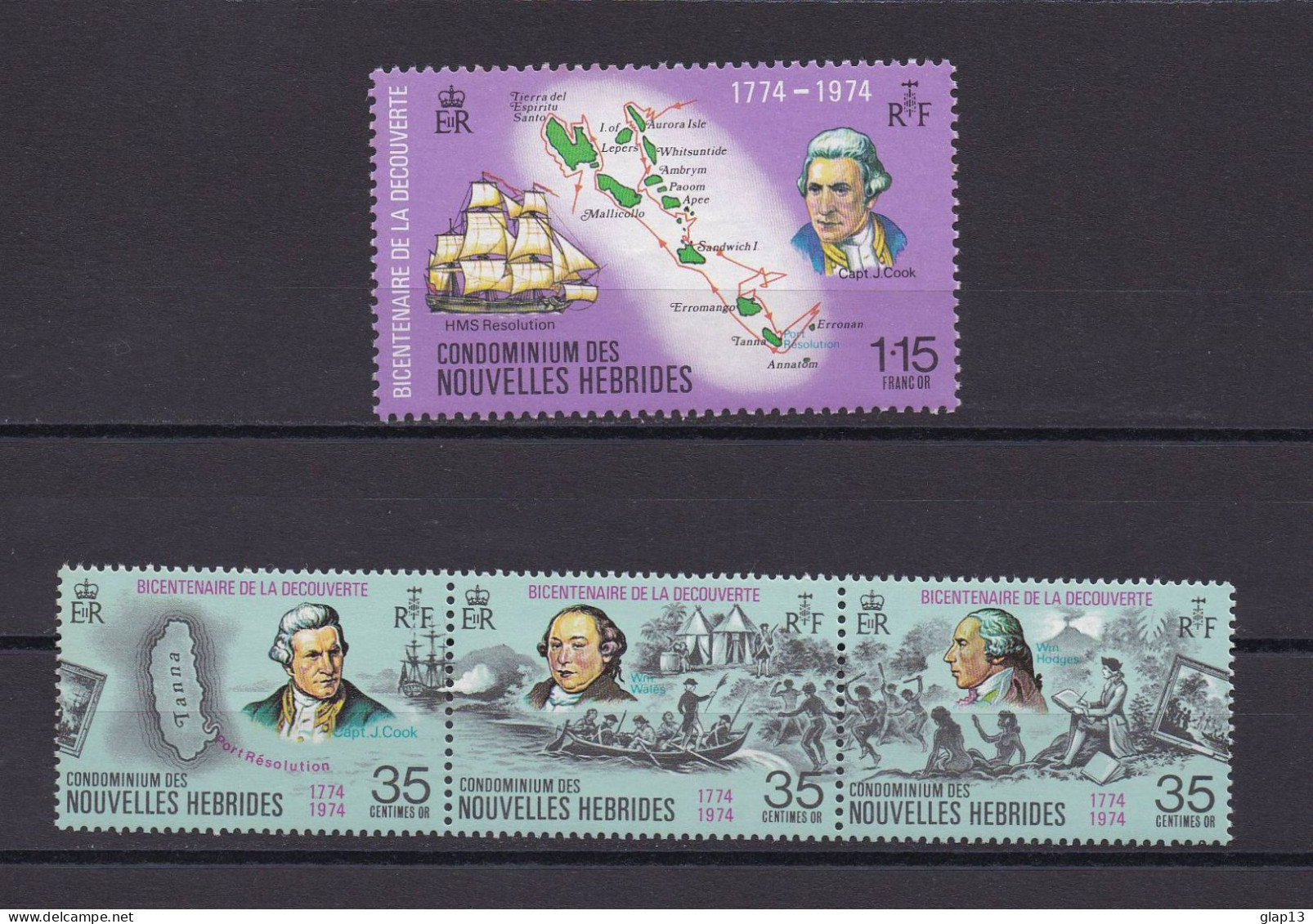 NOUVELLES-HEBRIDES 1974 TIMBRE N°394/97 NEUF** DECOUVERTE DES ILES - Nuevos