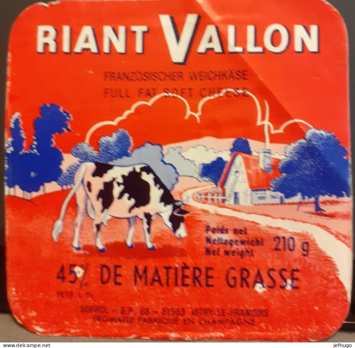 ETTIQUETTE FROMAGE RIANT VALLON . 51 . VITRY LE FRANCOIS - Fromage