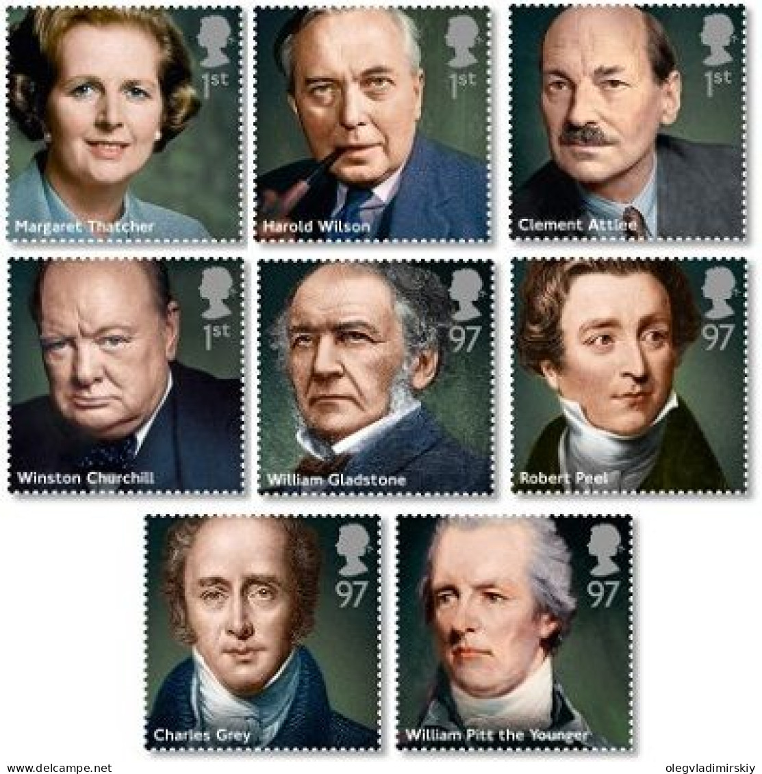 Great Britain United Kingdom 2014 Prominent Prime Ministers Set Of 8 Stamps In 2 Strips MNH - Neufs