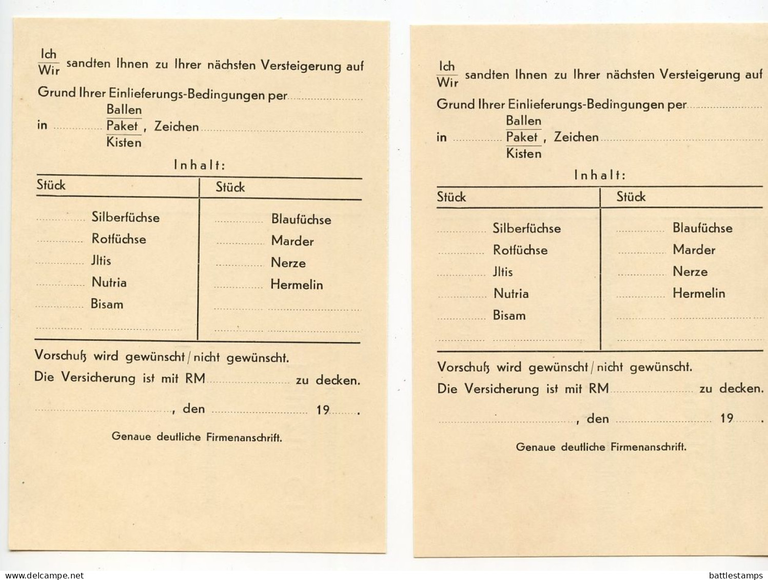 Germany 1935 4pf. Meter Drucksache Cover & Documents; Leipzig - „FURTRANSIT" Rauchwaren, Lagerhaus / Animal Fur Auctions