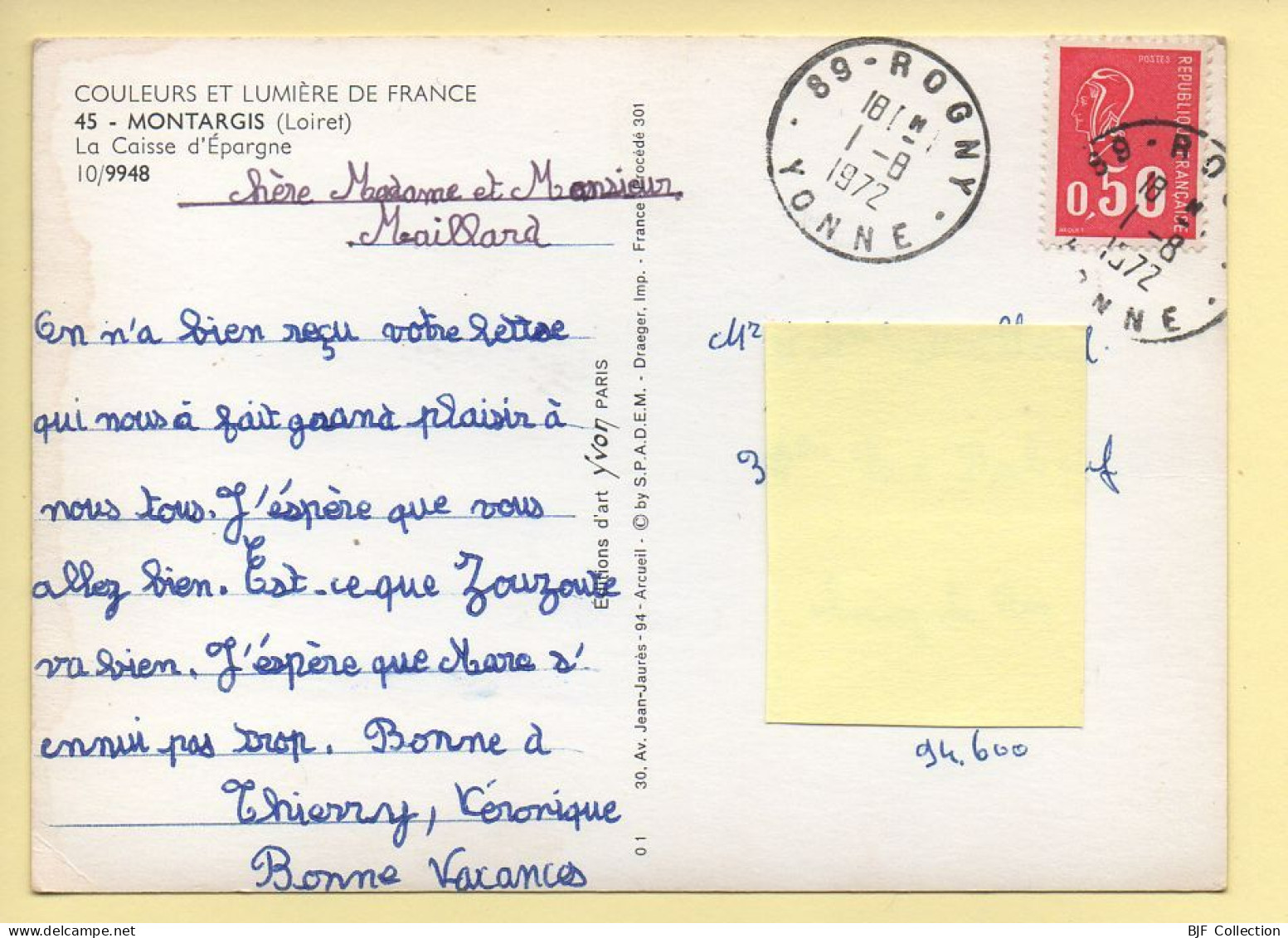 45. MONTARGIS - La Caisse D'Epargne (voir Scan Recto/verso) - Montargis