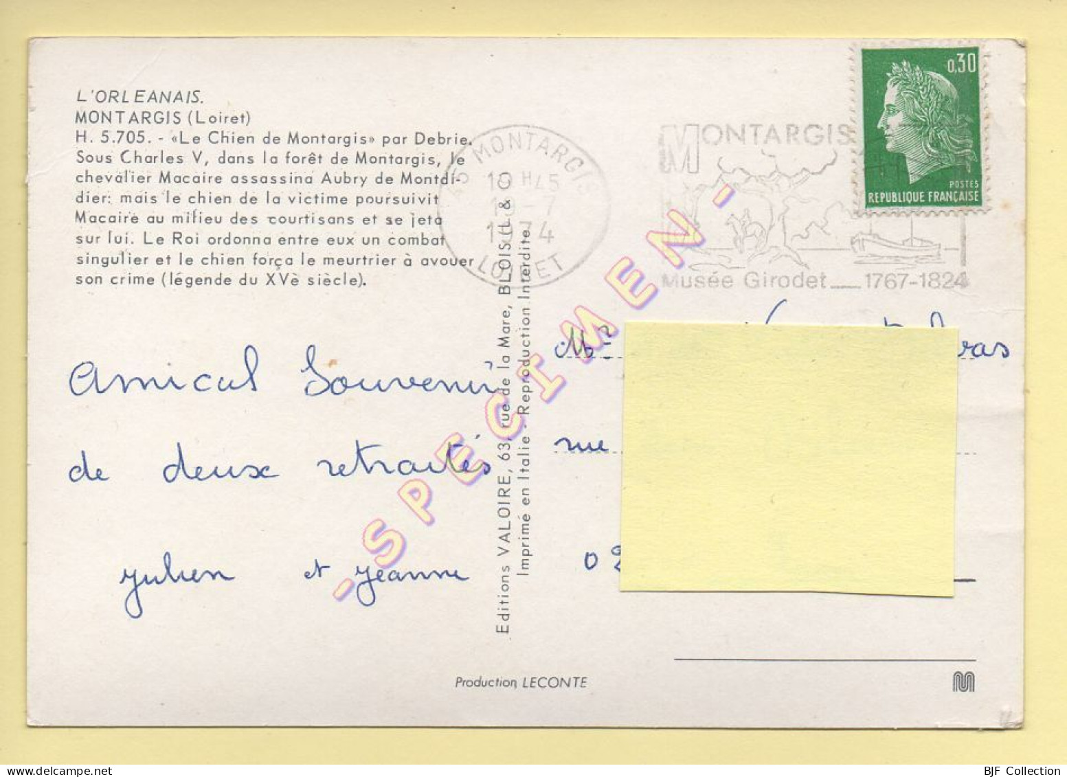 45. MONTARGIS - ''Le Chien De Montragis'' Par Debrie (voir Scan Recto/verso) - Montargis