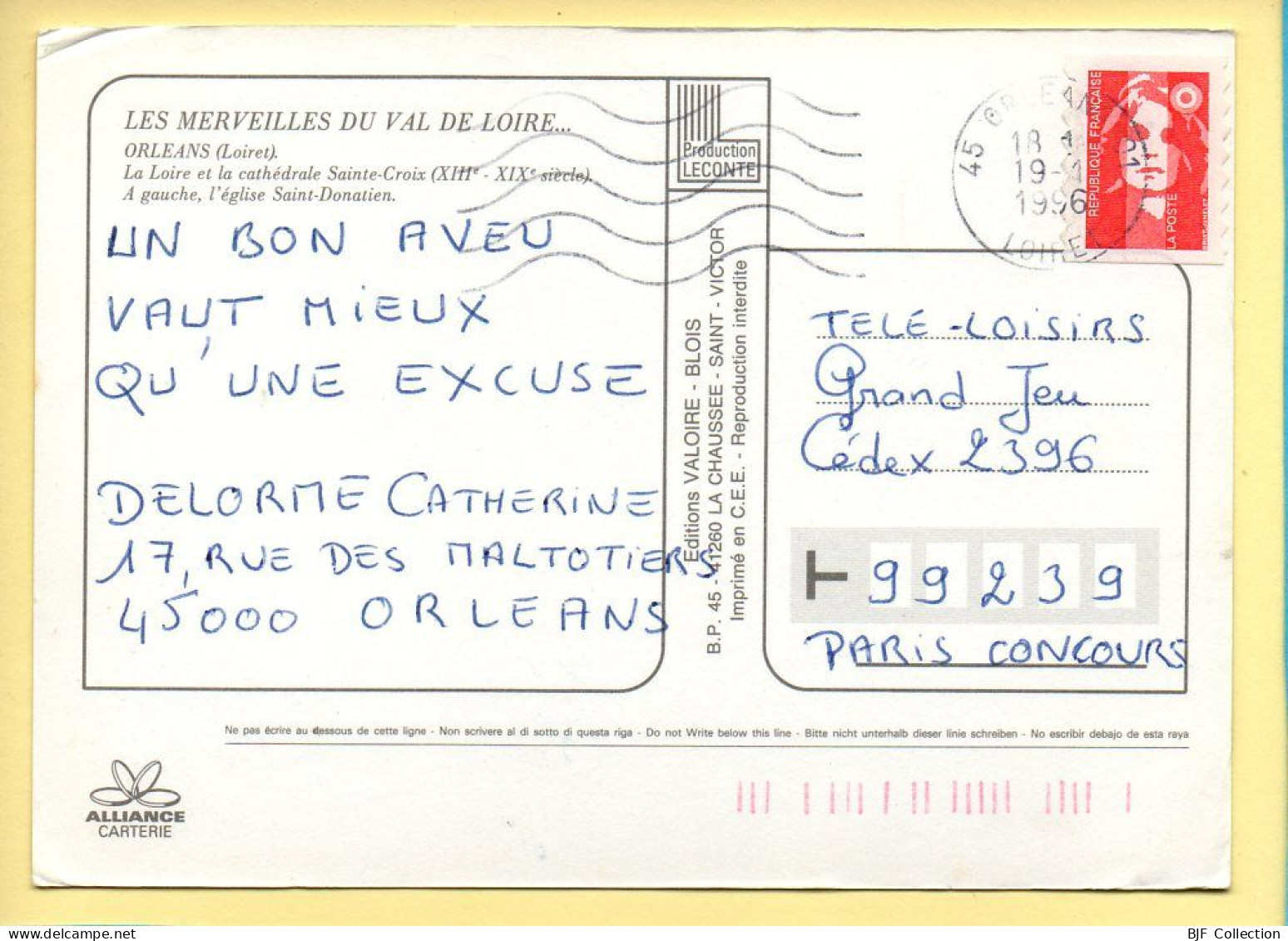 45. ORLEANS – Cathédrale Sainte-Croix /Eglise Saint-Donatien (voir Scan Recto/verso) - Orleans