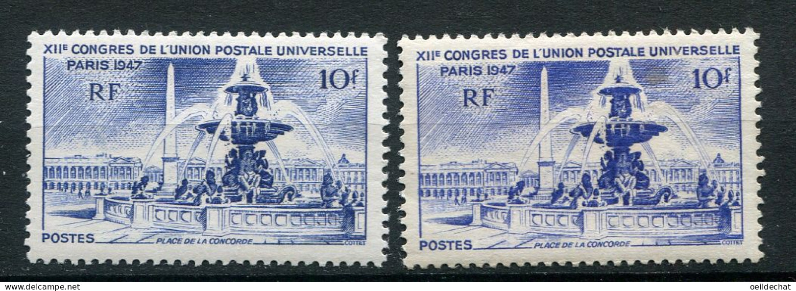 26463 FRANCE N°783a** 10F Place De La Concorde : Bleu Au Lieu D'outremer + Normal (non Inclus)  1947  TB - Ungebraucht
