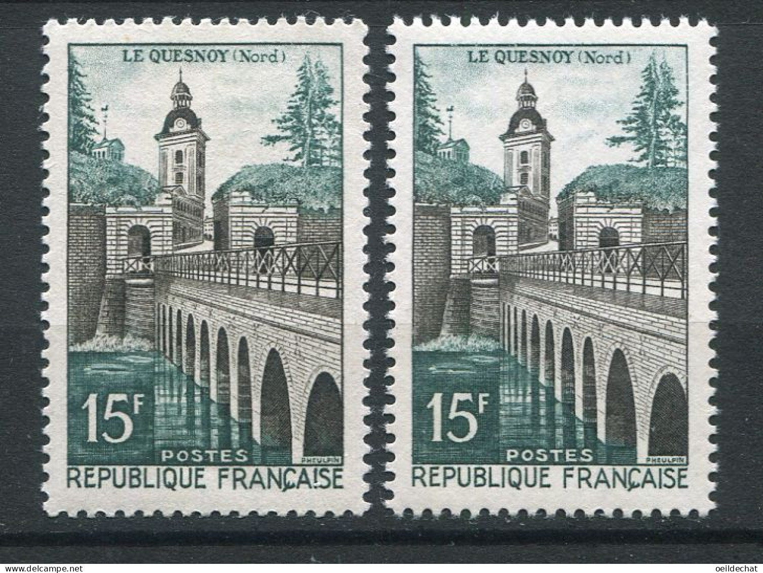 26465 FRANCE N°1106** 15F Le Quesnoy : Barre Du Coq Plus Fine  + Normal (non Inclus)  1957  TB - Unused Stamps