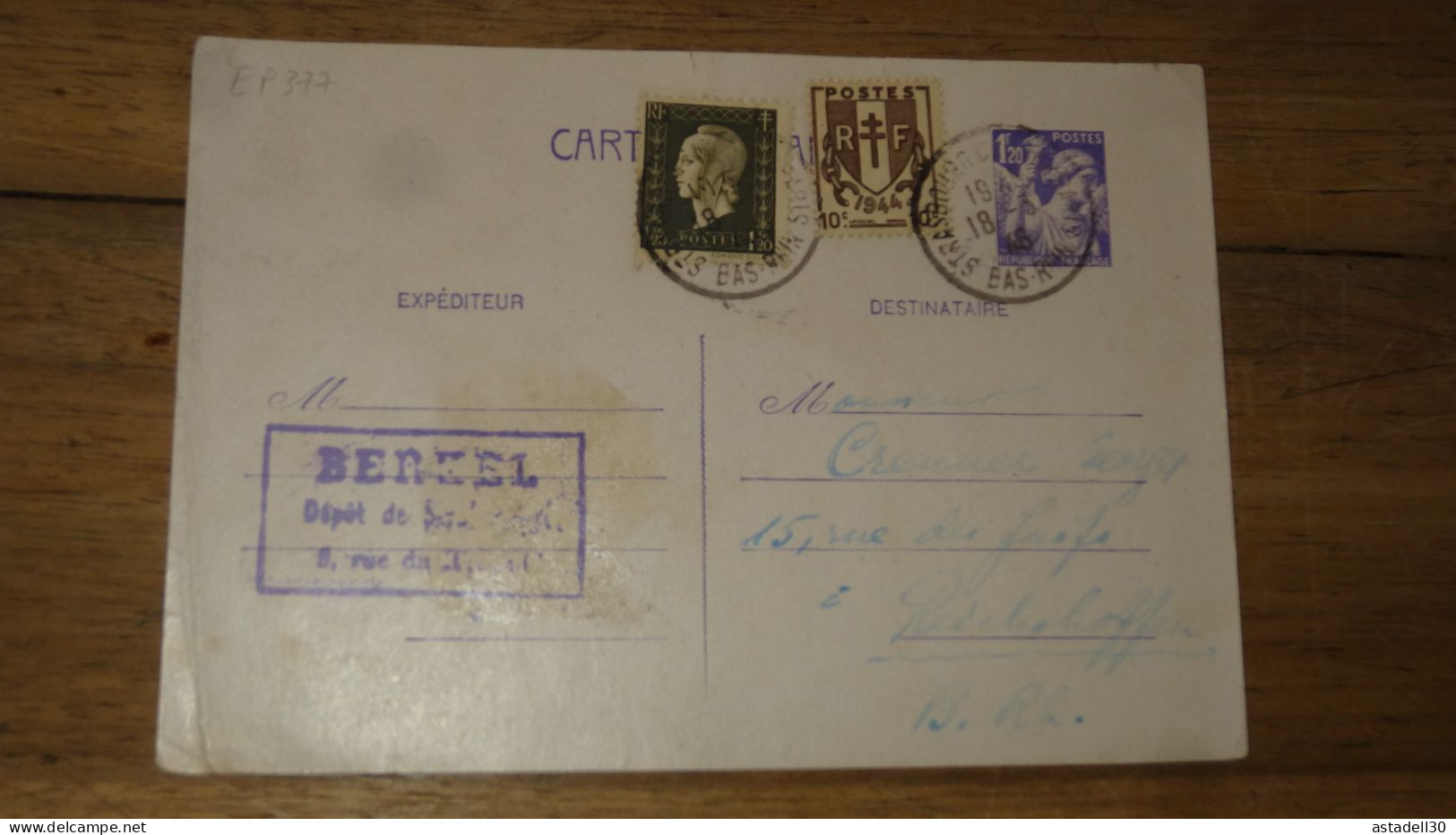 Entier Postal Iris 1.20f Avec Compléments - 1946 ......... Boite1 ...... 240424-162 - Autres & Non Classés