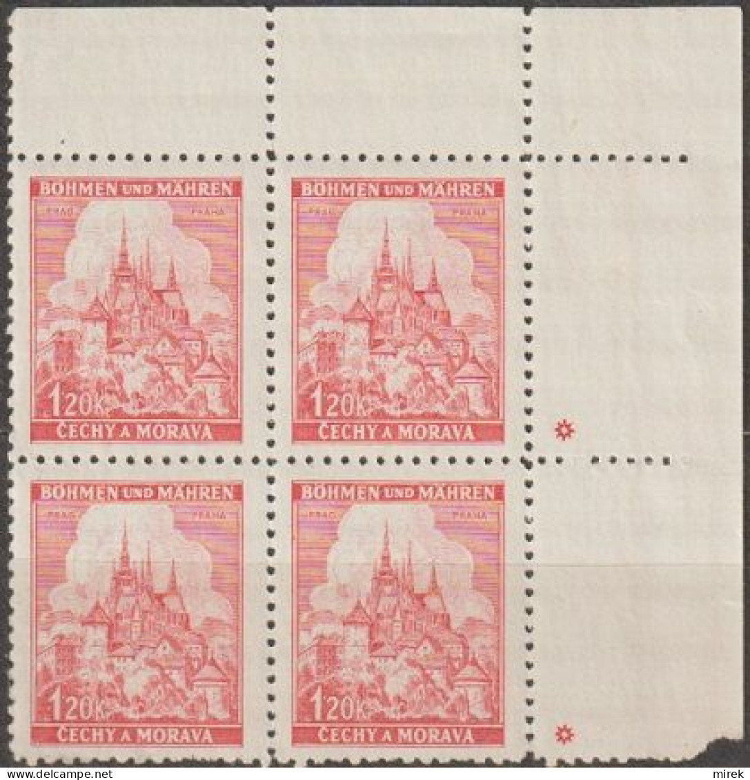 094/ Pof. 57; Corner 4-block, Plate Mark * - Unused Stamps