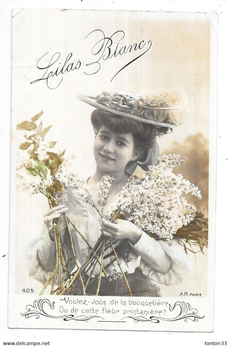 CPA COLORISEE FANTAISIE -  LILAS BLANC - Portrait D'une  Belle Femme  Au Lilas  - TOUL 7 - - Women