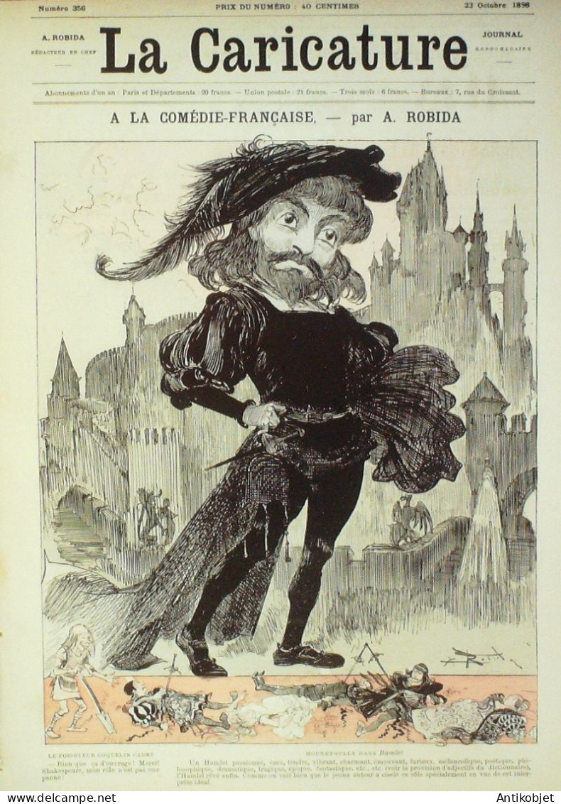 La Caricature 1886 N°356 Mounet-Sully Hamlet Robida Philosophie Faria Trock - Revistas - Antes 1900