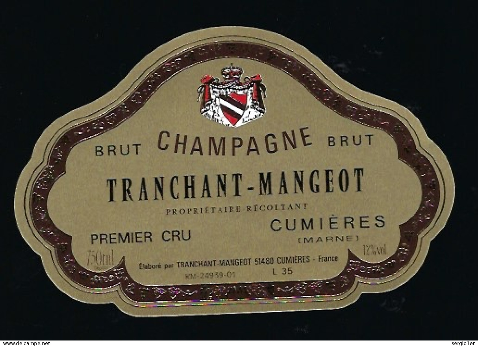 Etiquette Champagne  Brut  1er Cru Tranchant-Mangeot  Cumieres  Marne 51 - Champan