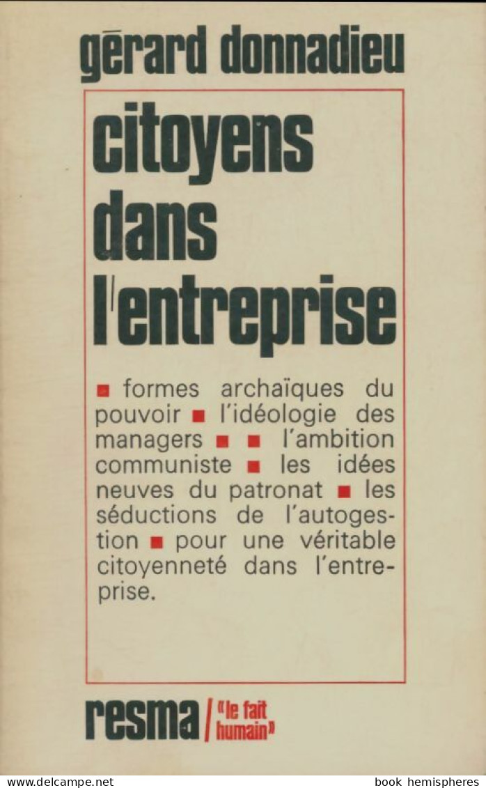 Citoyens Dans L'entreprise (1974) De Gérard Donnadieu - Economie