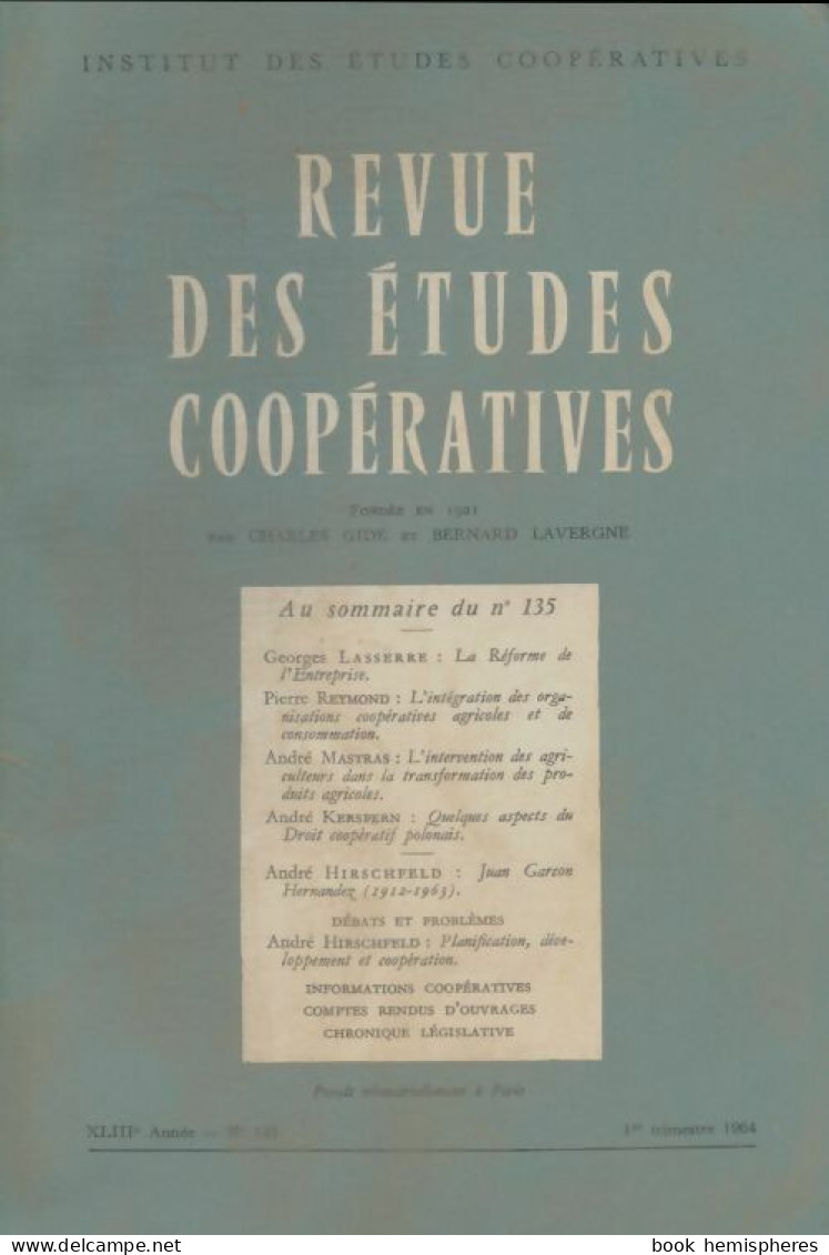 Revue Des études Coopératives N°135 (1964) De Collectif - Ohne Zuordnung