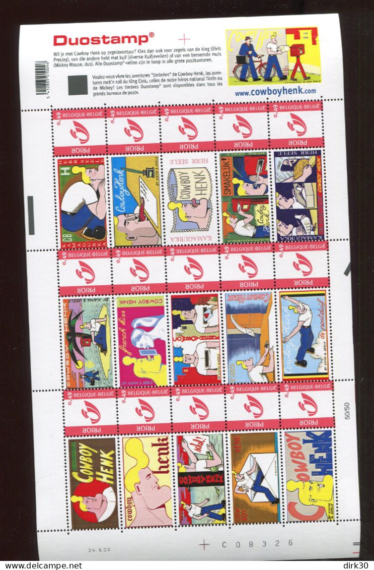 Belgie Cowboy Henk Kamagurka 3228 Gepersonaliseerde Zegels In Volledig Vel MNH BD Comics - Ungebraucht