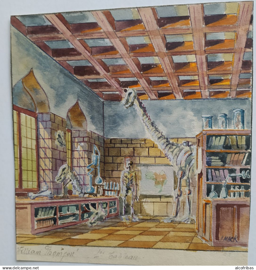 Deux Dessins De Décors De Theatre  Aquarelles Signées Laboratoire Et Musée William Thomson De Mack - Drawings