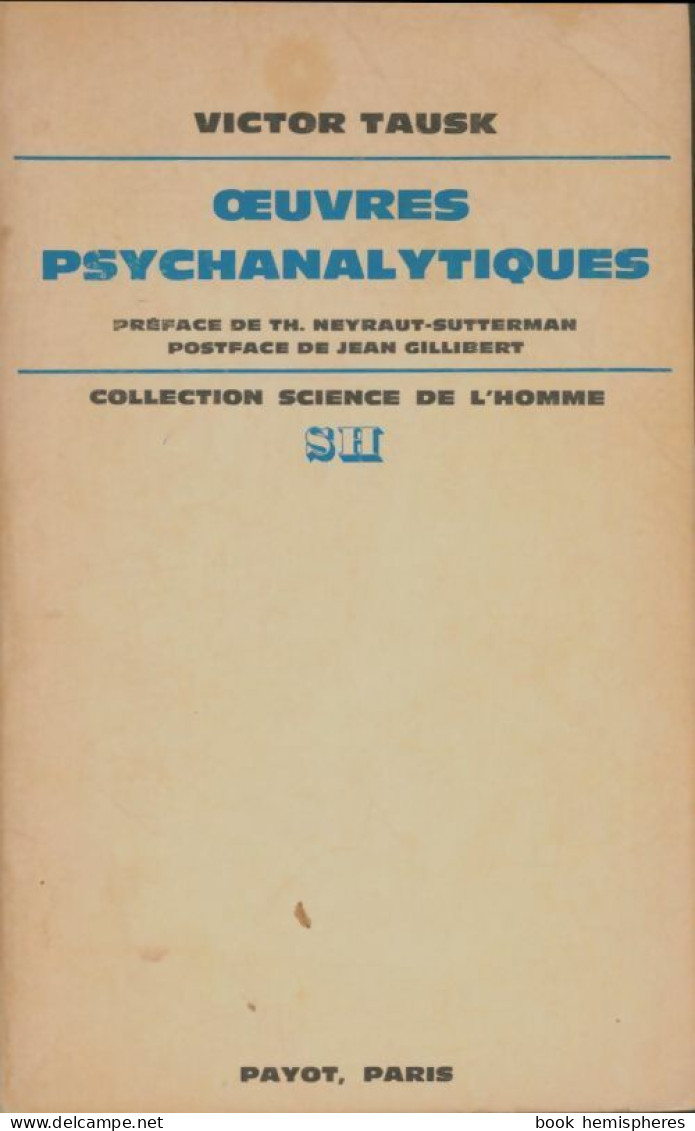 Oeuvres Psychanalytiques (1976) De Viktor Tausk - Psicologia/Filosofia