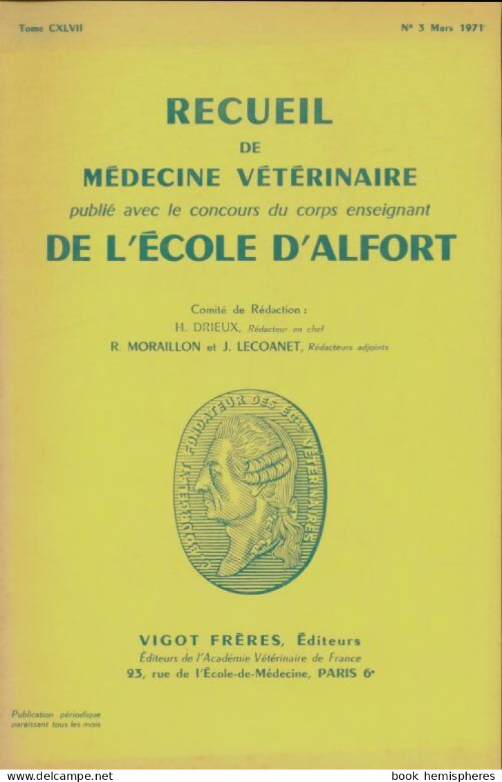Recueil De Médecine Vétérinaire Tome CXLVII N°3 (1971) De Collectif - Natur