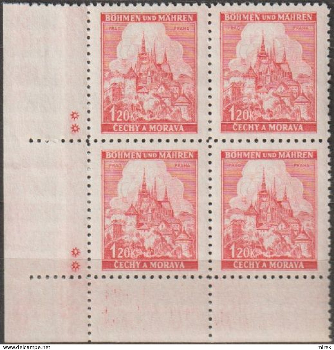 097/ Pof. 57; Corner 4-block, Plate Mark ** - Unused Stamps