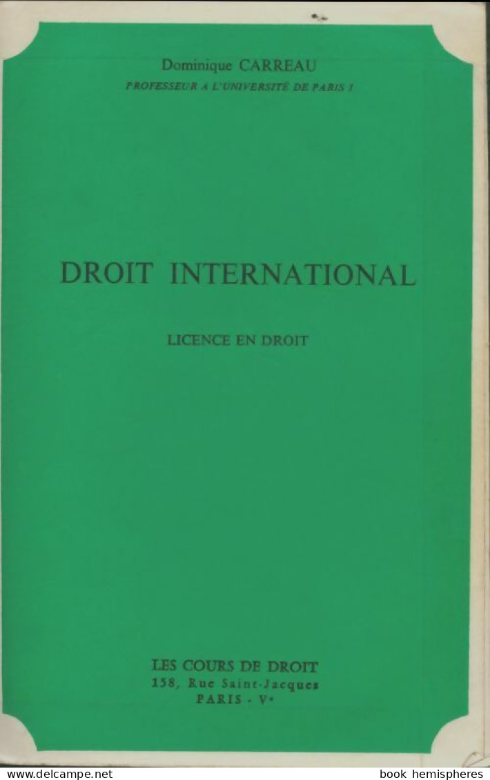Droit International (1981) De Dominique Carreau - Droit