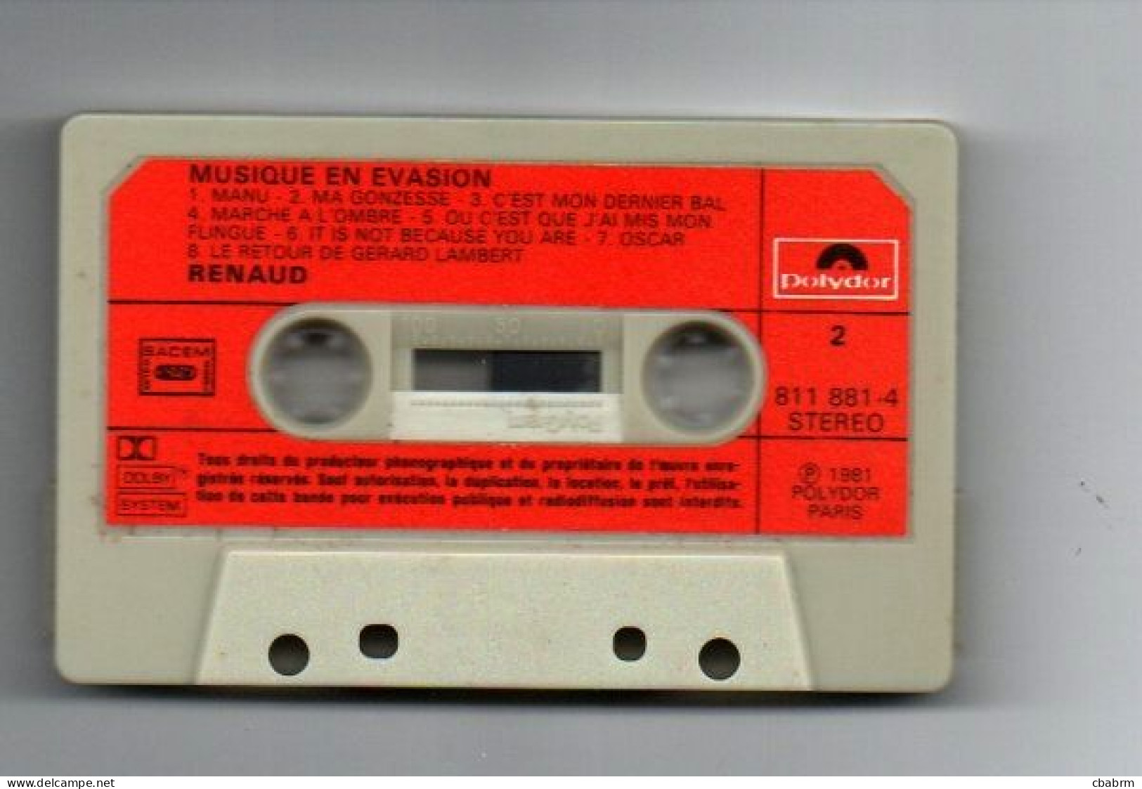 K7 CASSETTE RENAUD MUSIQUE EN EVASION 1981 FRANCE POLYDOR 811881-4 ORIGINALE - Cassettes Audio