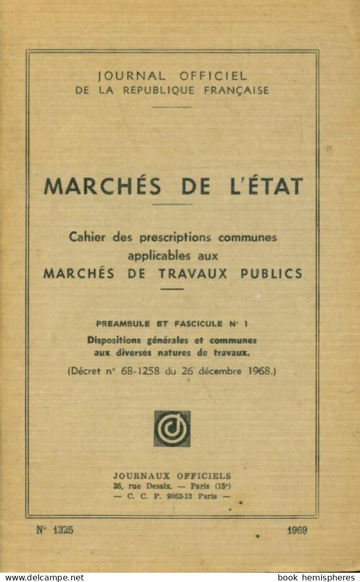 Marchés De L'état (1969) De Collectif - Diritto