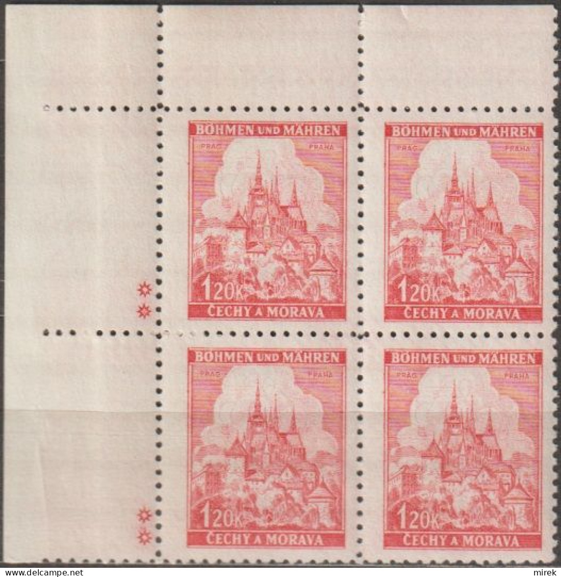 098/ Pof. 57; Corner 4-block, Plate Mark ** - Unused Stamps